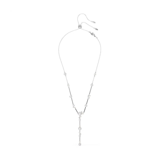 Collana girocollo a Y Swarovski rodiato con cristalli e perle MISURA UNICA