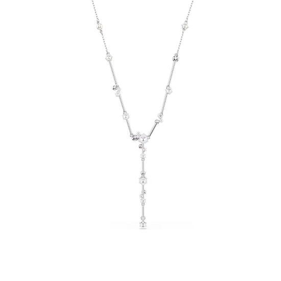 Collana girocollo a Y Swarovski rodiato con cristalli e perle MISURA UNICA