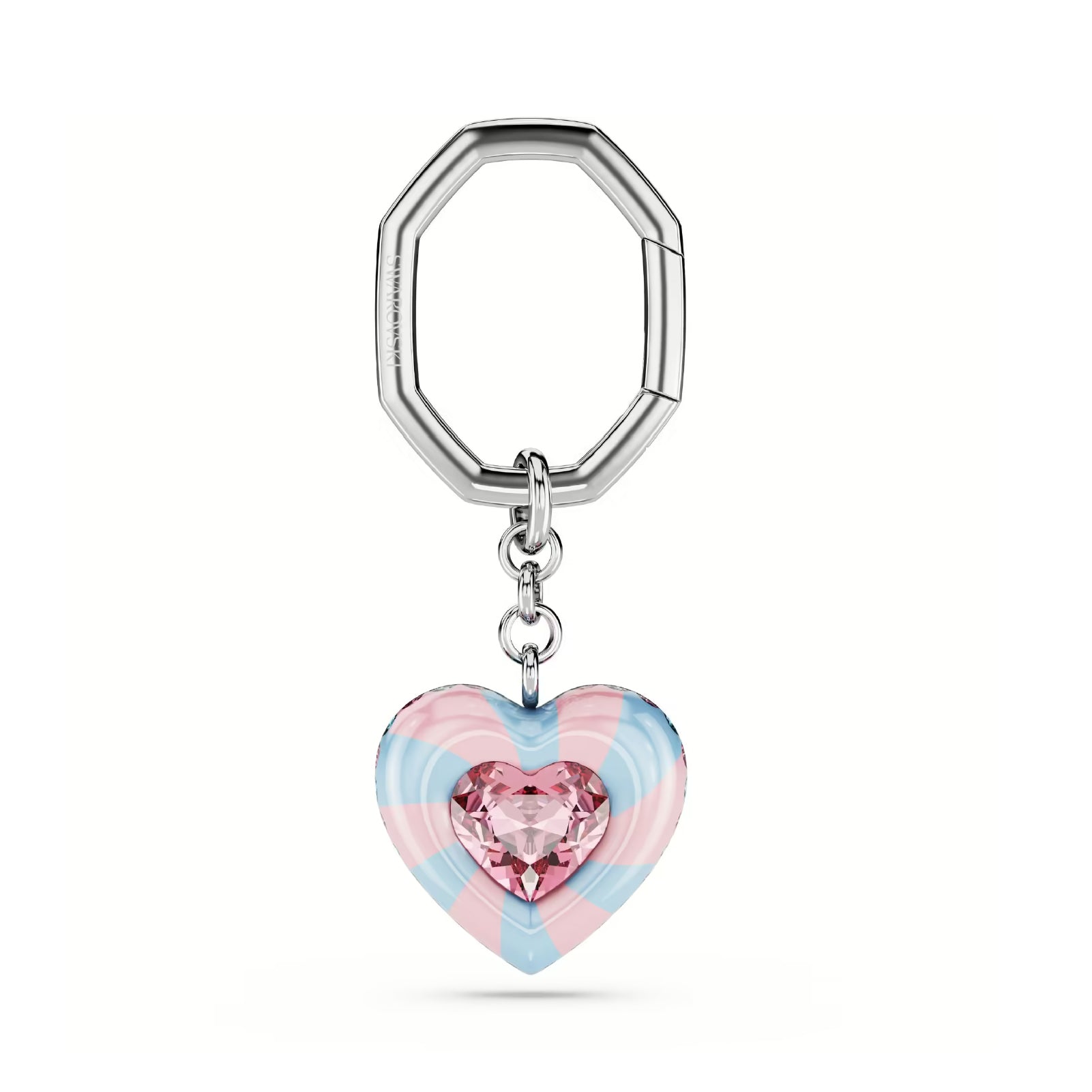 Portachiavi Swarovski a cuore rosa e azzurro con cristalli