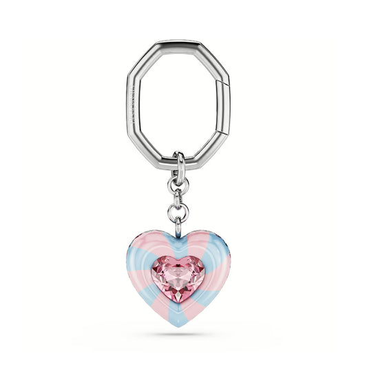 Portachiavi Swarovski a cuore rosa e azzurro con cristalli