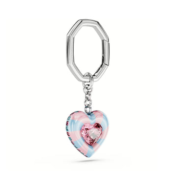 Portachiavi Swarovski a cuore rosa e azzurro con cristalli