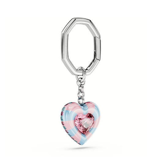 Portachiavi Swarovski a cuore rosa e azzurro con cristalli
