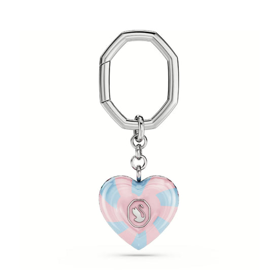 Portachiavi Swarovski a cuore rosa e azzurro con cristalli