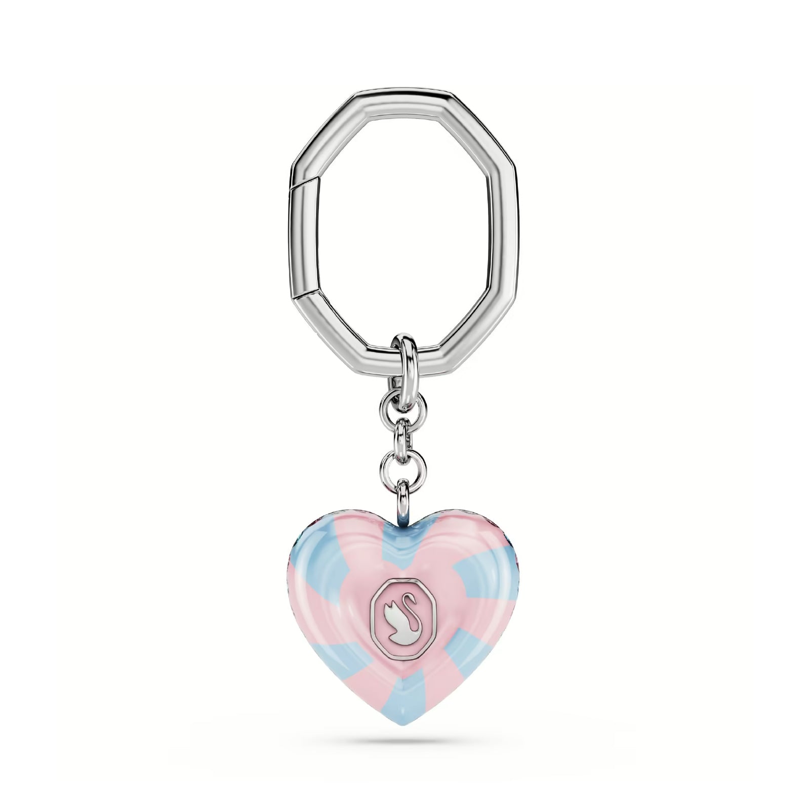 Portachiavi Swarovski a cuore rosa e azzurro con cristalli