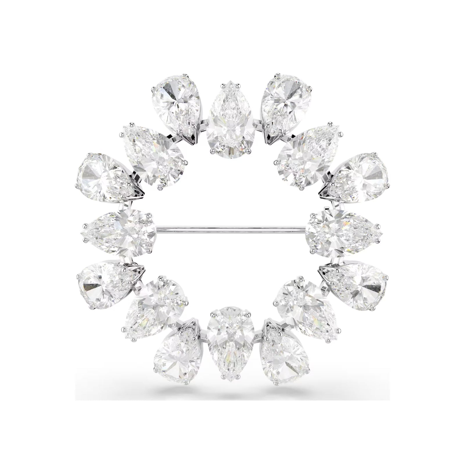 Spilla tonda da donna Swarovski rodiato con cristalli bianchi MISURA UNICA