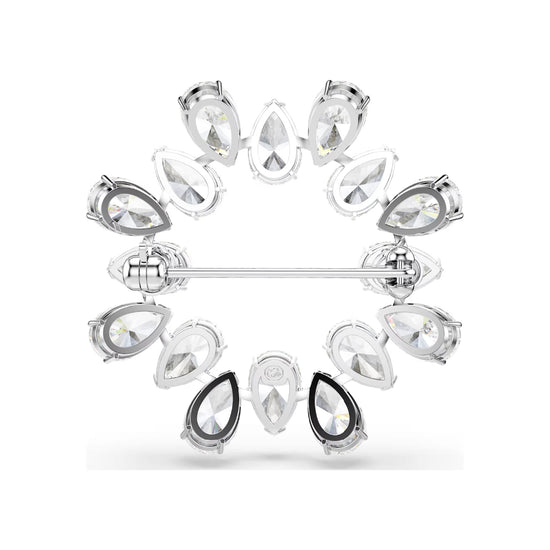 Spilla tonda da donna Swarovski rodiato con cristalli bianchi MISURA UNICA