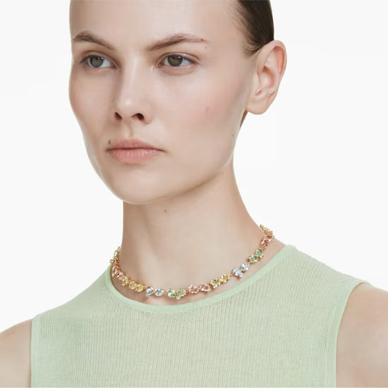 Collana girocollo tennis Swarovski con cristalli multicolor