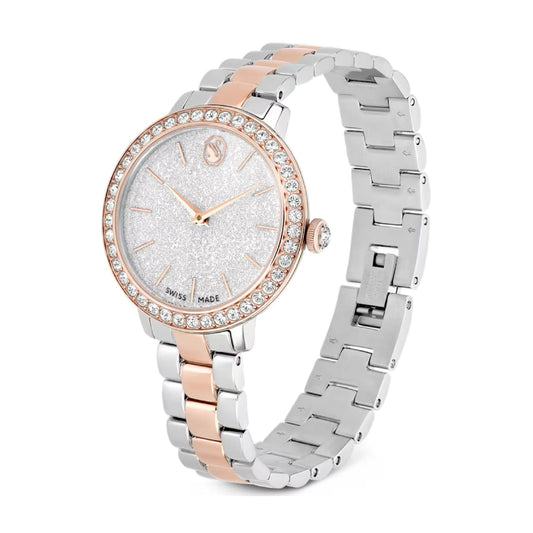 Orologio solotempo Swarovski rodiato e rosé con cristalli MISURA UNICA