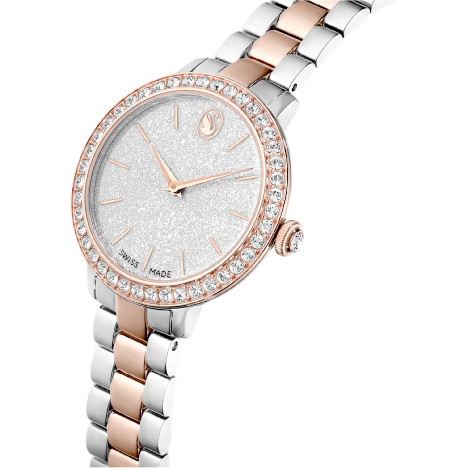 Orologio solotempo Swarovski rodiato e rosé con cristalli MISURA UNICA