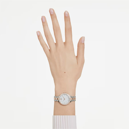 Orologio solotempo Swarovski rodiato e rosé con cristalli MISURA UNICA