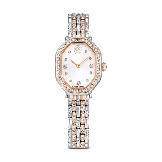Orologio Swarovski ottagonale rodiato e rosé con cristalli MISURA UNICA