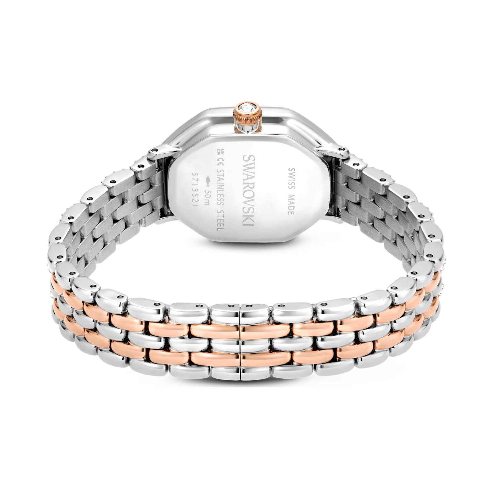 Orologio Swarovski ottagonale rodiato e rosé con cristalli MISURA UNICA