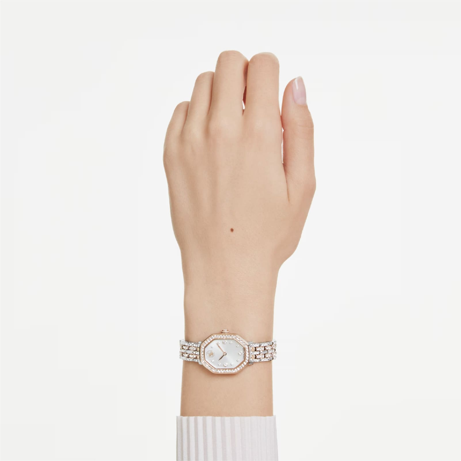 Orologio Swarovski ottagonale rodiato e rosé con cristalli MISURA UNICA