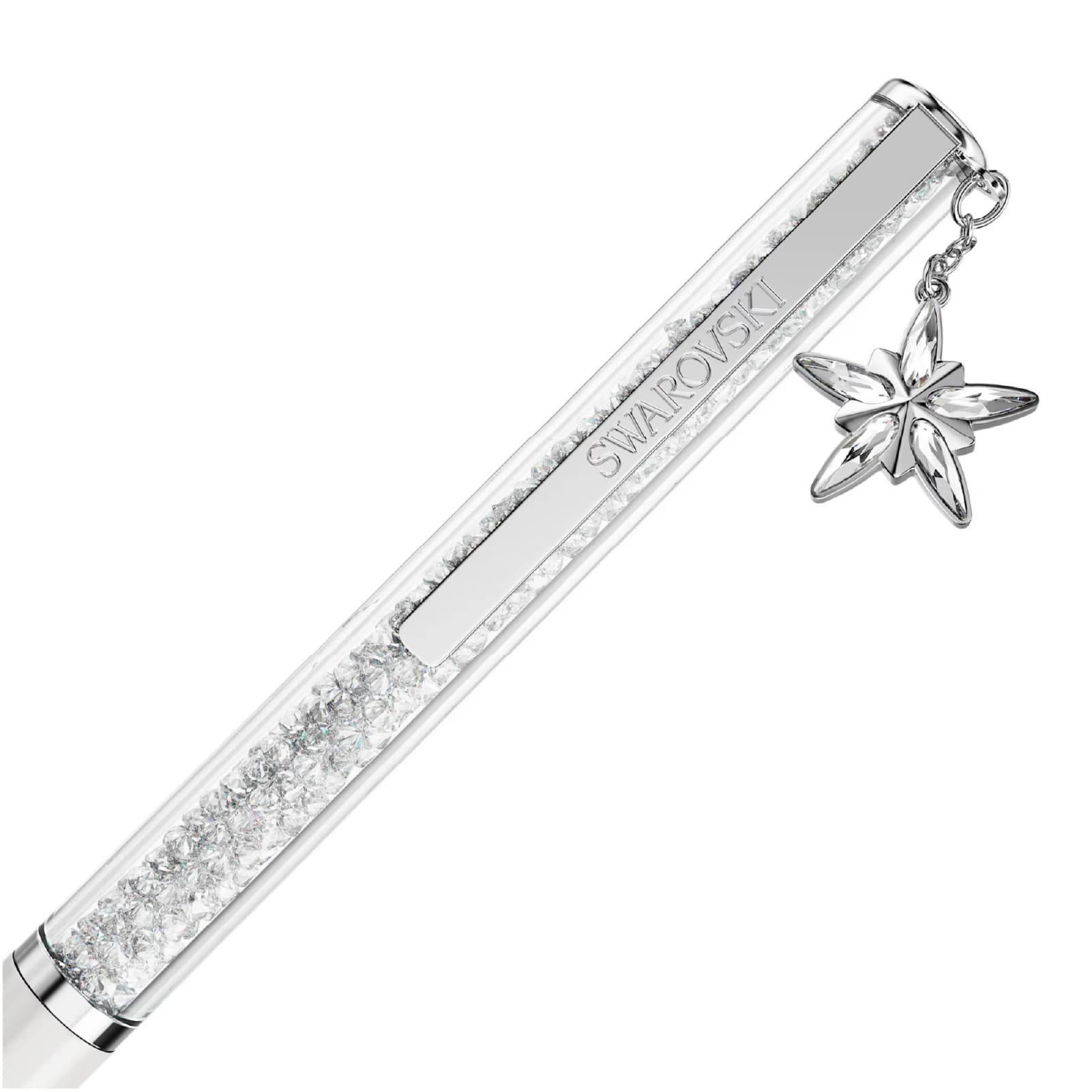 Penna a sfera da donna Swarovski laccato bianco e cromato