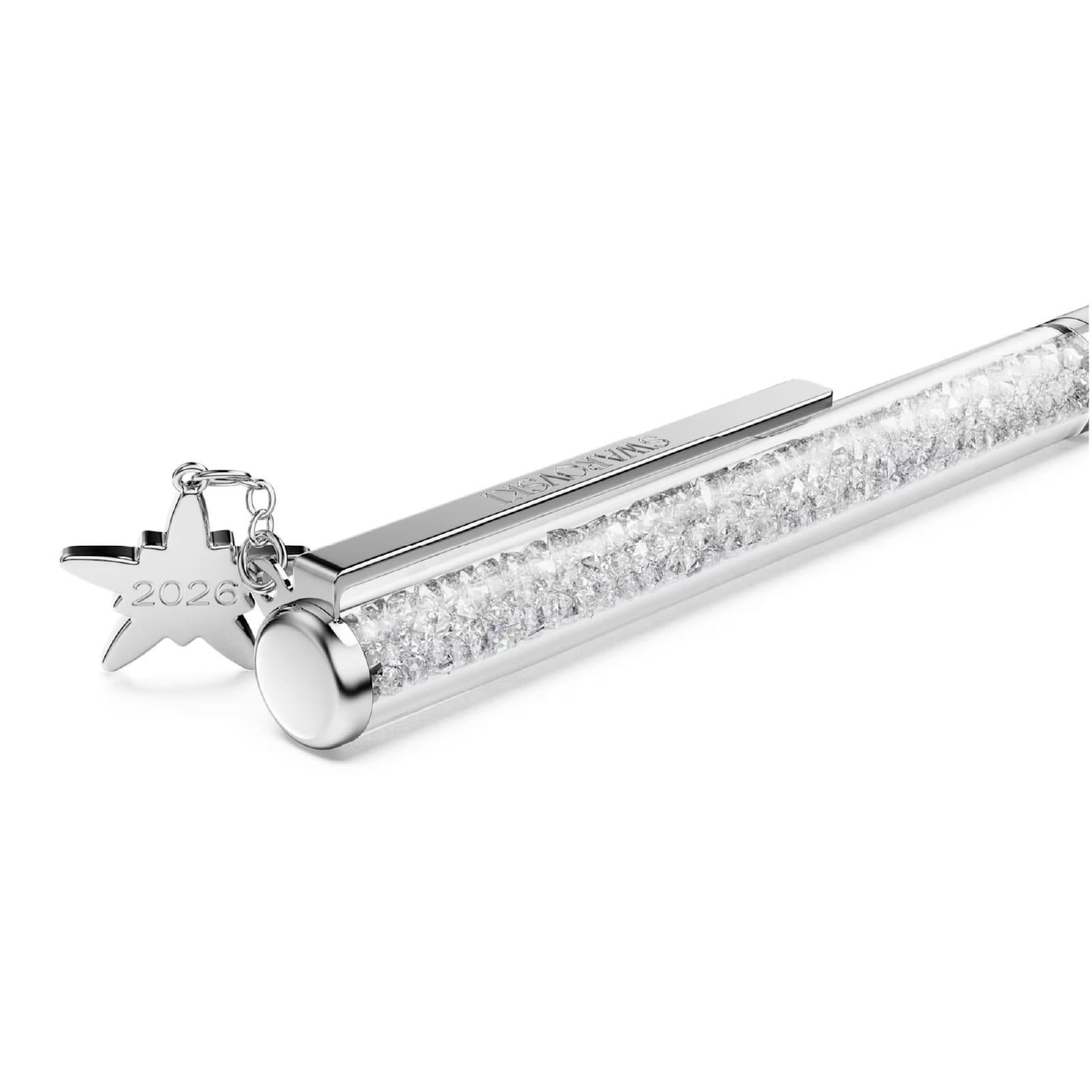 Penna a sfera da donna Swarovski laccato bianco e cromato