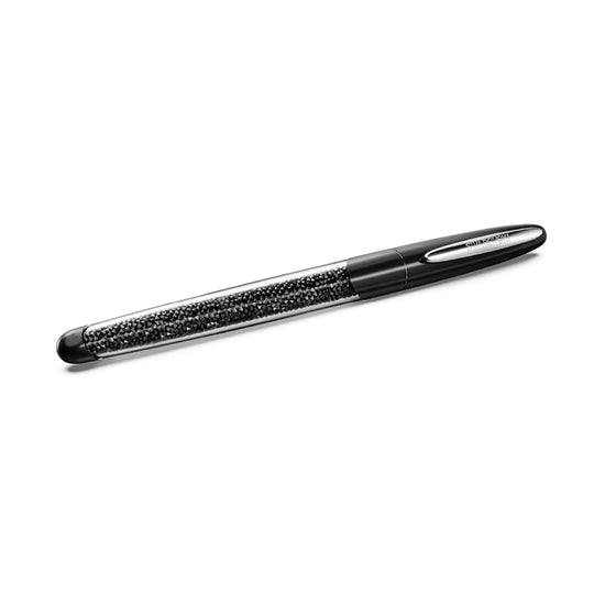Penna Roller da donna Swarovski di colore nero e cromato MISURA UNICA