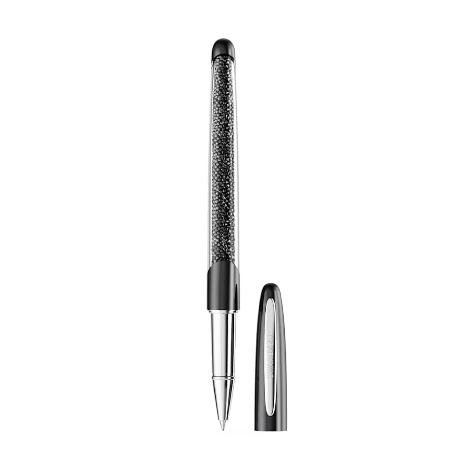 Penna Roller da donna Swarovski di colore nero e cromato MISURA UNICA