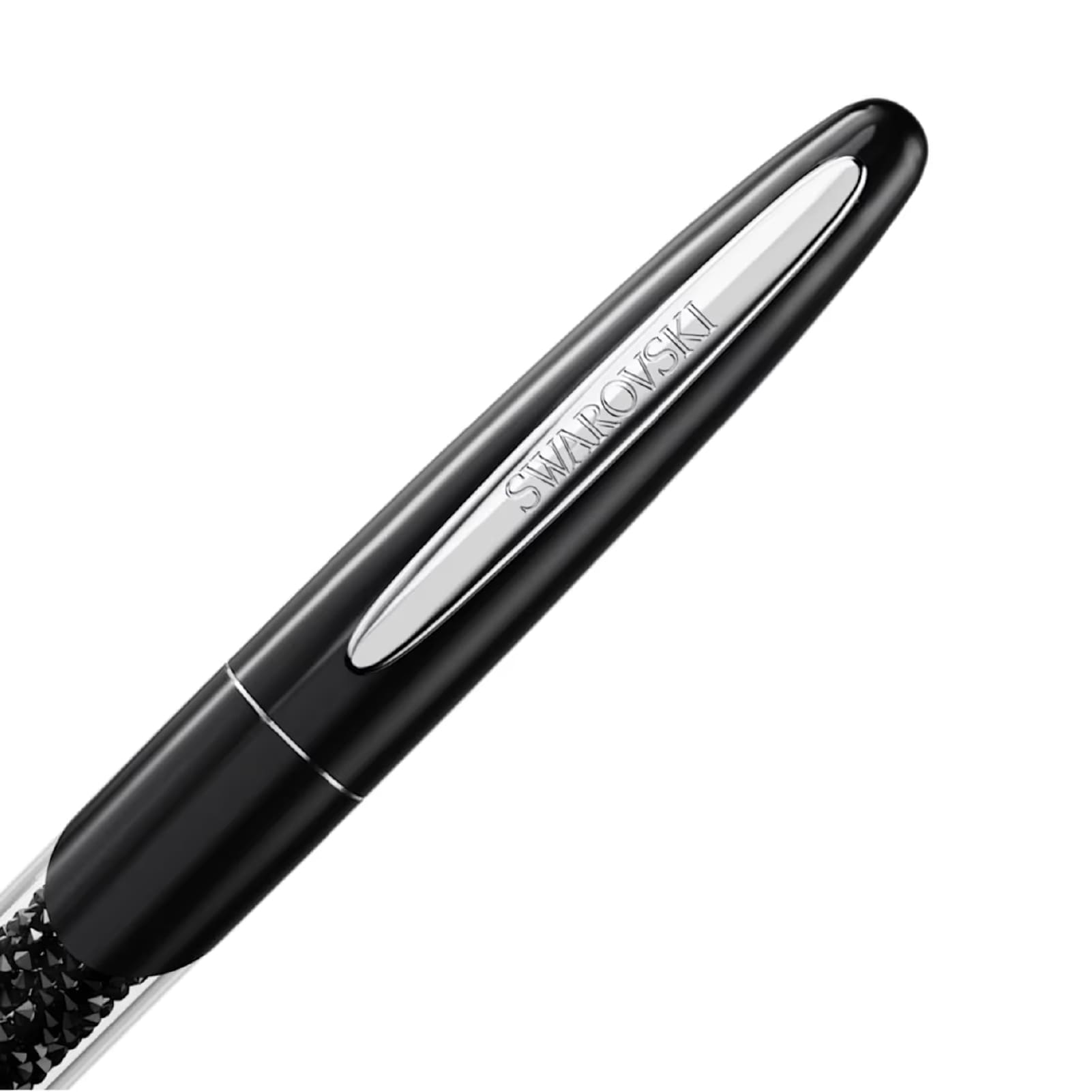 Penna Roller da donna Swarovski di colore nero e cromato MISURA UNICA