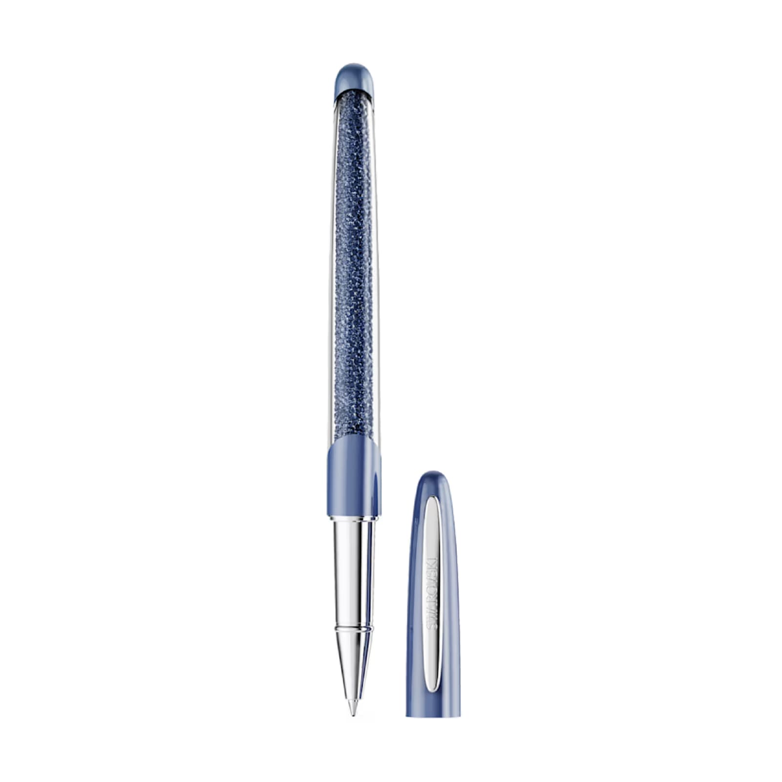 Penna Roller da donna Swarovski di colore blu e cromato MISURA UNICA