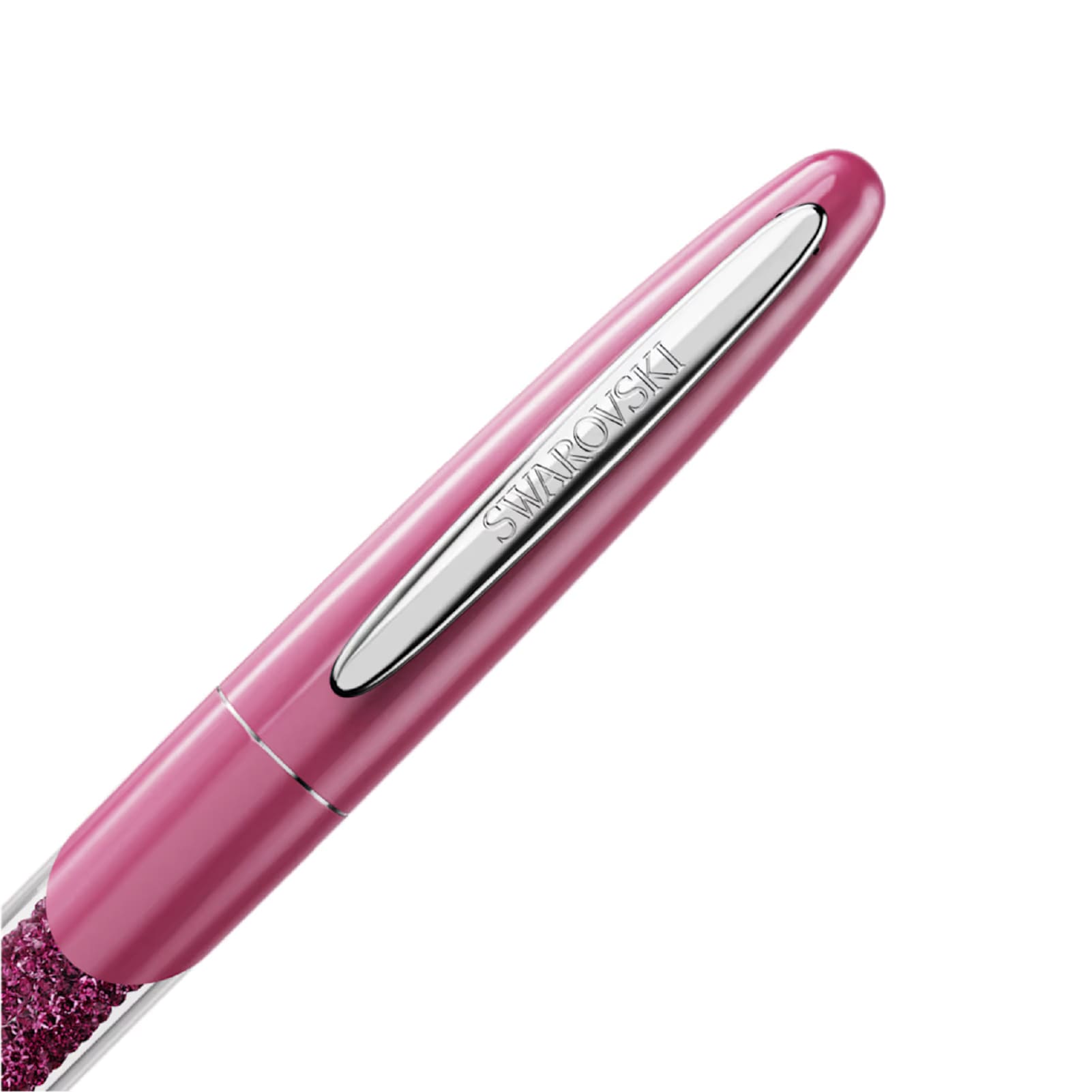 Penna Roller da donna Swarovski di colore rosa e cromato MISURA UNICA