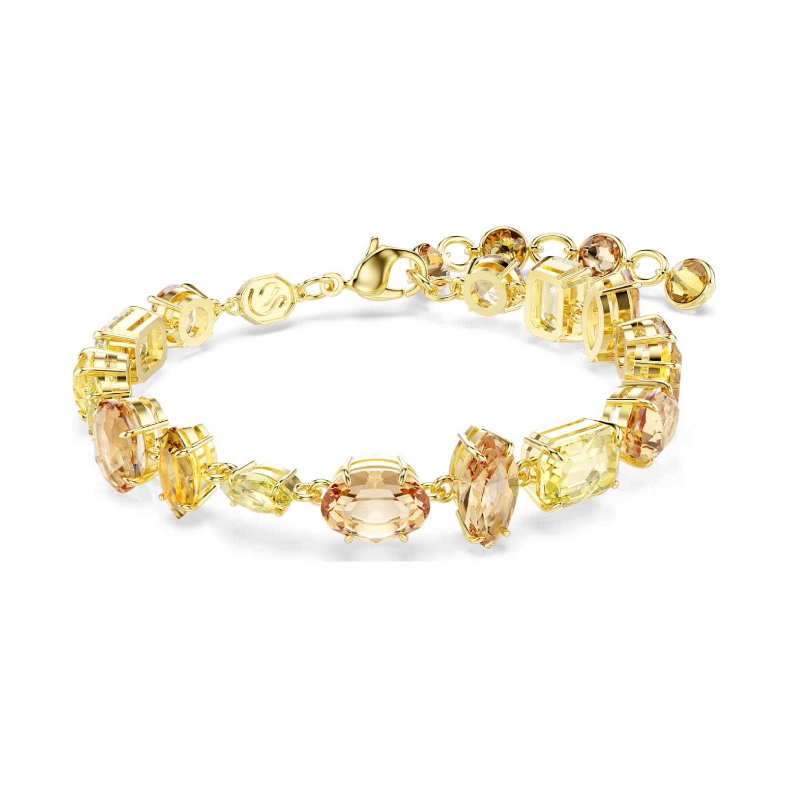Bracciale tennis Swarovski pietre miste sui toni del giallo Regolabile 15,5-19 cm
