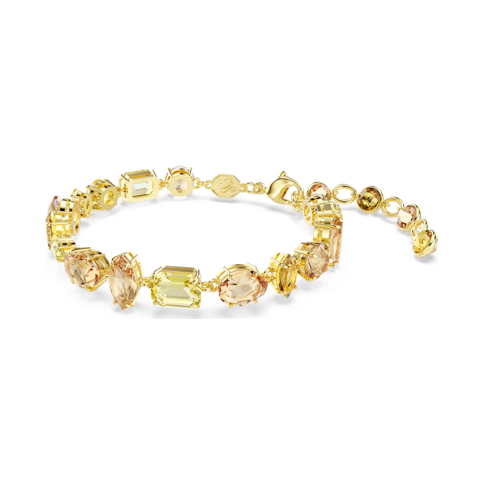 Bracciale tennis Swarovski pietre miste sui toni del giallo Regolabile 15,5-19 cm