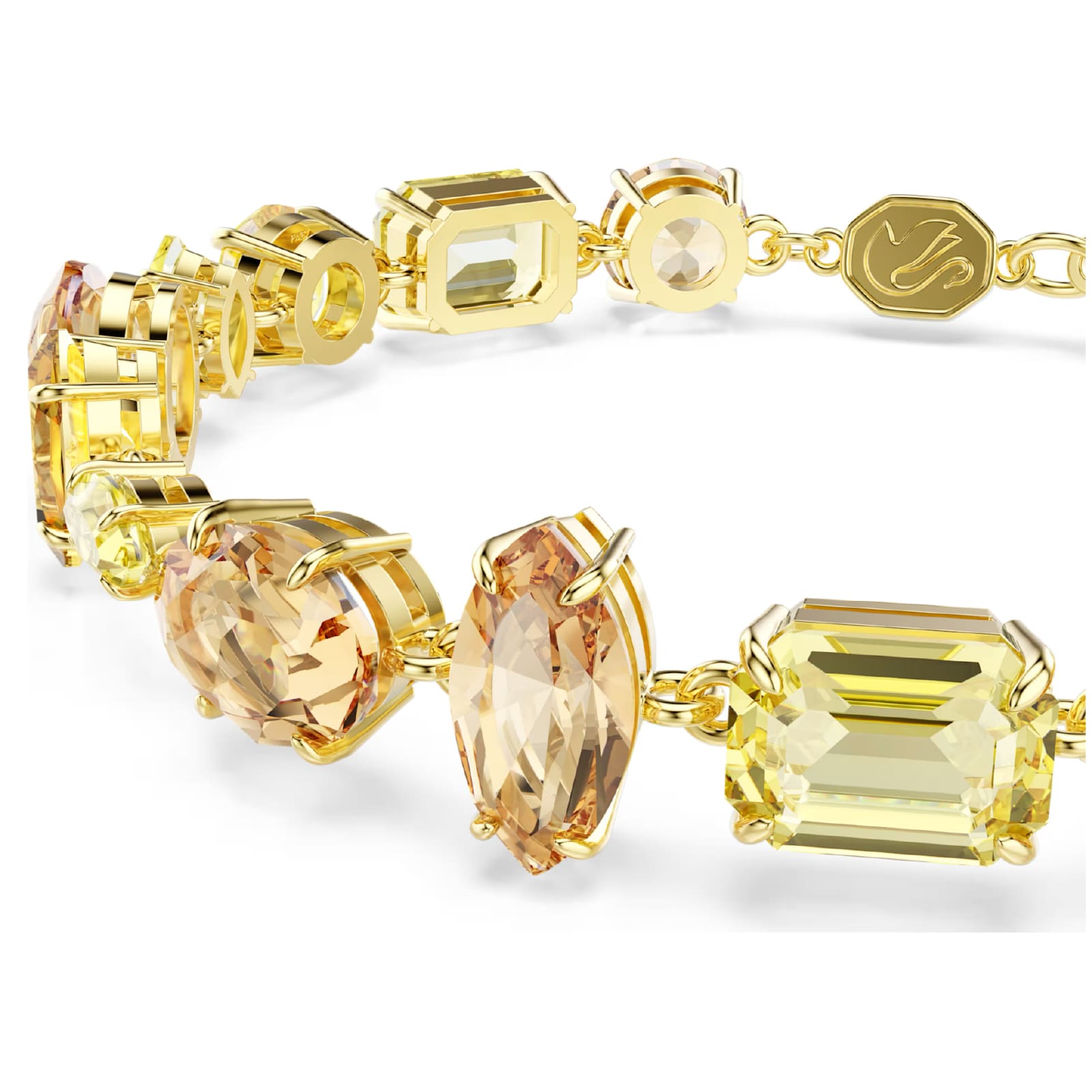 Bracciale tennis Swarovski pietre miste sui toni del giallo Regolabile 15,5-19 cm