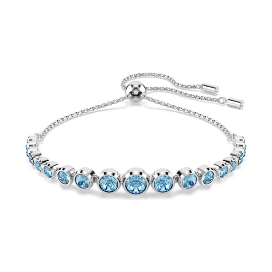 Bracciale tennis donna Swarovski dorato e cristalli azzurri REGOLABILE