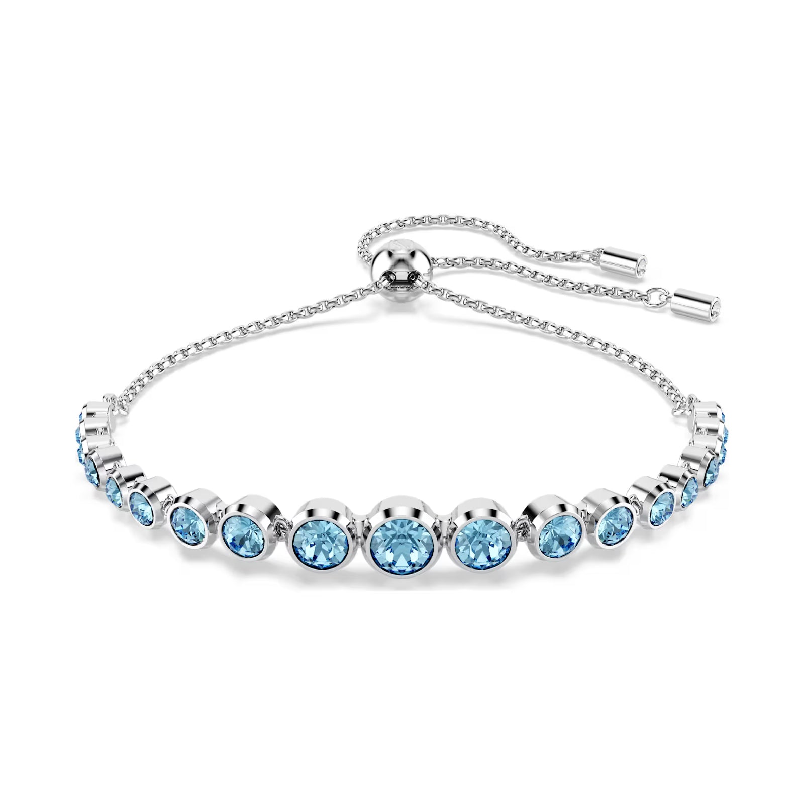 Bracciale tennis donna Swarovski dorato e cristalli azzurri REGOLABILE