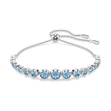 Bracciale tennis donna Swarovski dorato e cristalli azzurri REGOLABILE