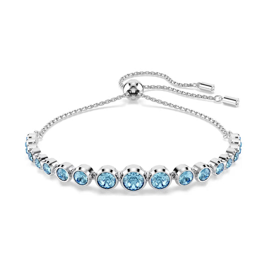 Bracciale tennis donna Swarovski dorato e cristalli azzurri REGOLABILE