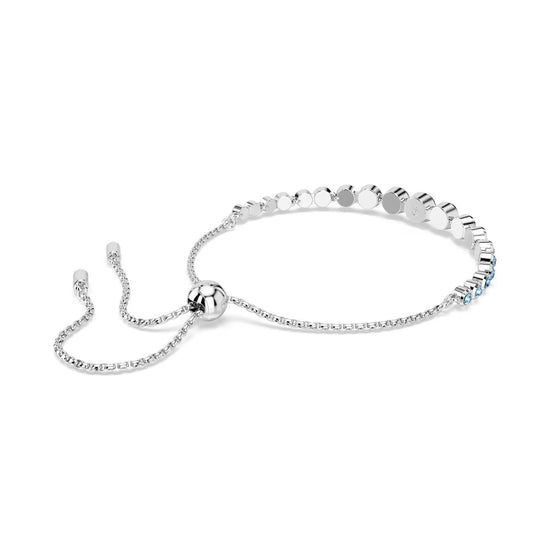 Bracciale tennis donna Swarovski dorato e cristalli azzurri REGOLABILE