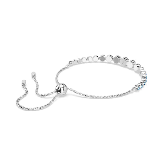 Bracciale tennis donna Swarovski dorato e cristalli azzurri REGOLABILE