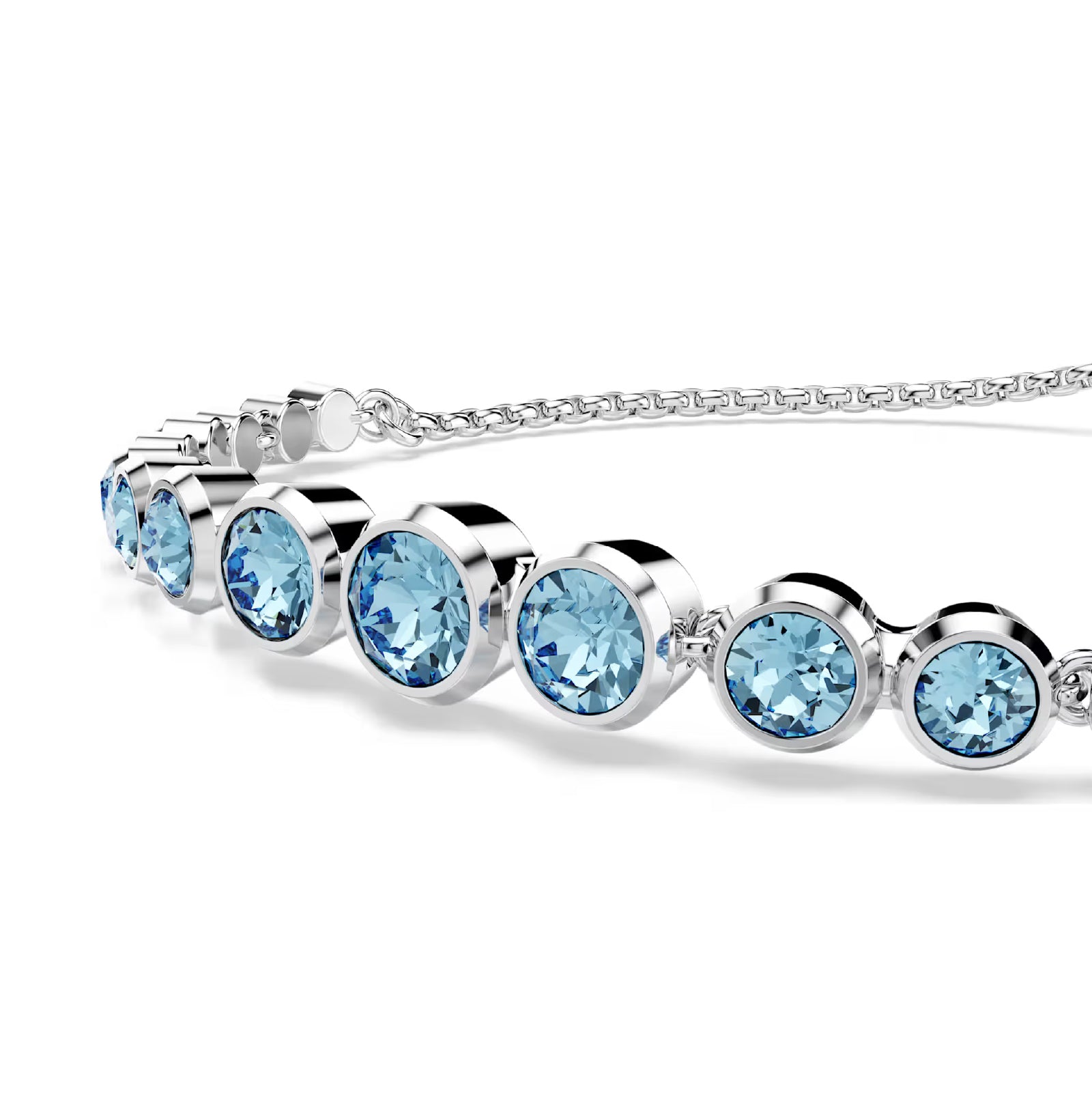 Bracciale tennis donna Swarovski dorato e cristalli azzurri REGOLABILE