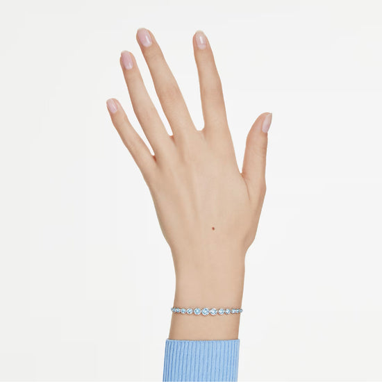Bracciale tennis donna Swarovski dorato e cristalli azzurri REGOLABILE