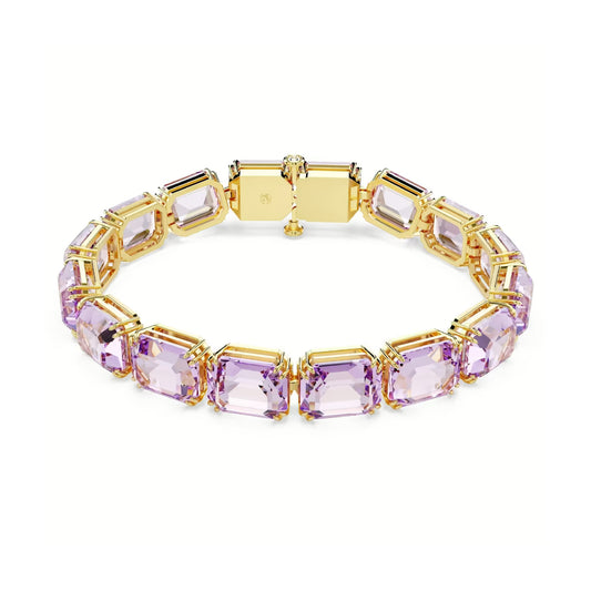 Bracciale tennis donna Swarovski rodato e cristalli violacei Regolabile 17-19 cm