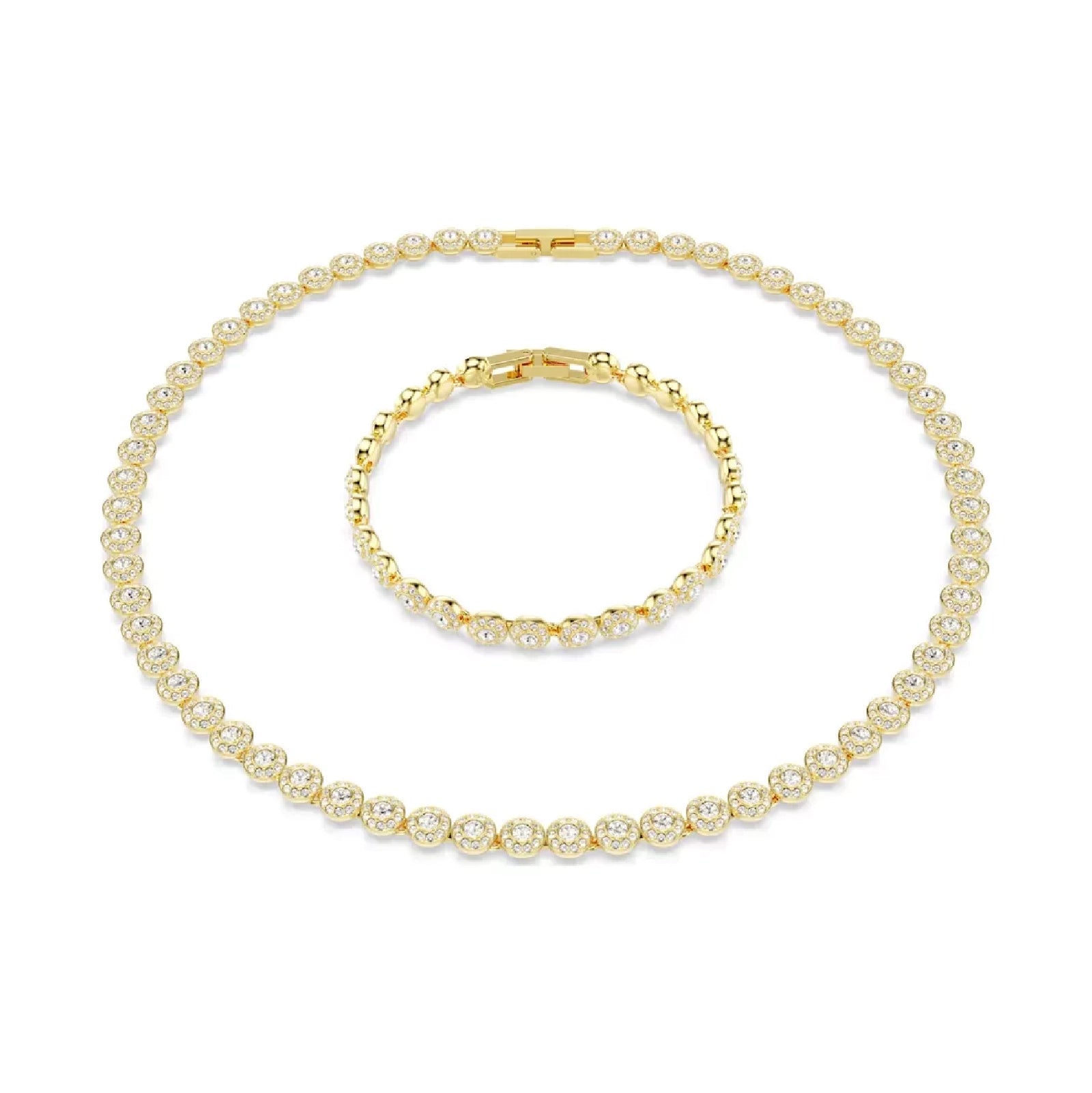 Set Collana e bracciale tennis da donna Swarovski dorati