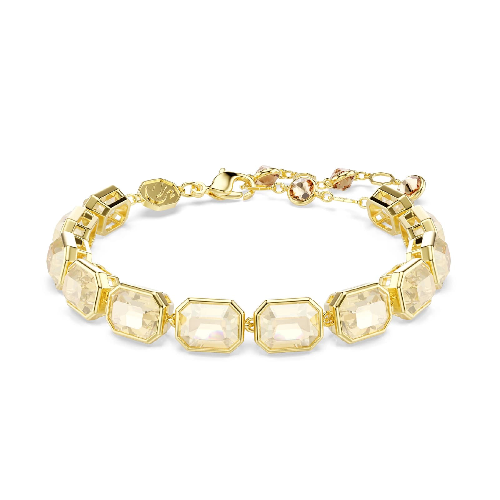 Bracciale tennis Swarovski pietre rettangolari sui toni giallo Regolabile 15-21 cm