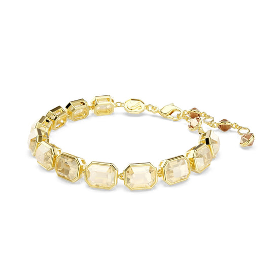 Bracciale tennis Swarovski pietre rettangolari sui toni giallo Regolabile 15-21 cm