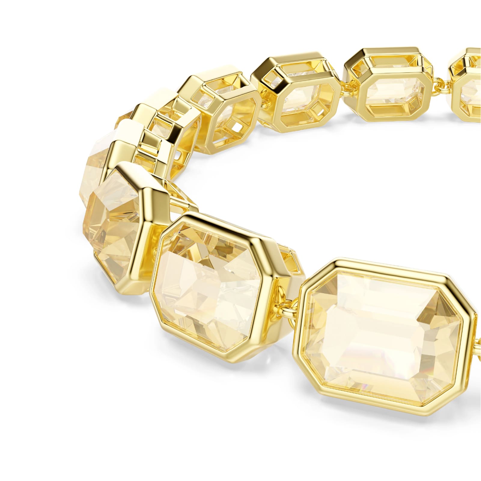 Bracciale tennis Swarovski pietre rettangolari sui toni giallo Regolabile 15-21 cm