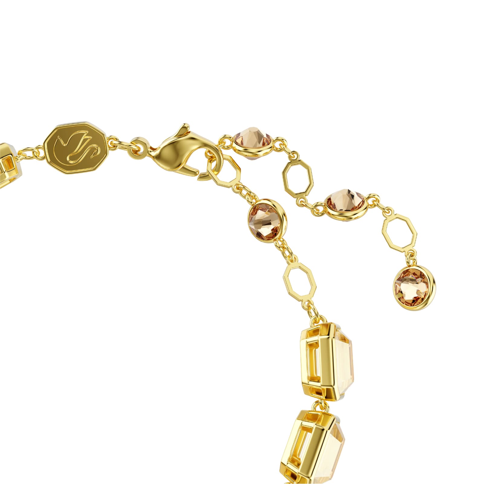 Bracciale tennis Swarovski pietre rettangolari sui toni giallo Regolabile 15-21 cm