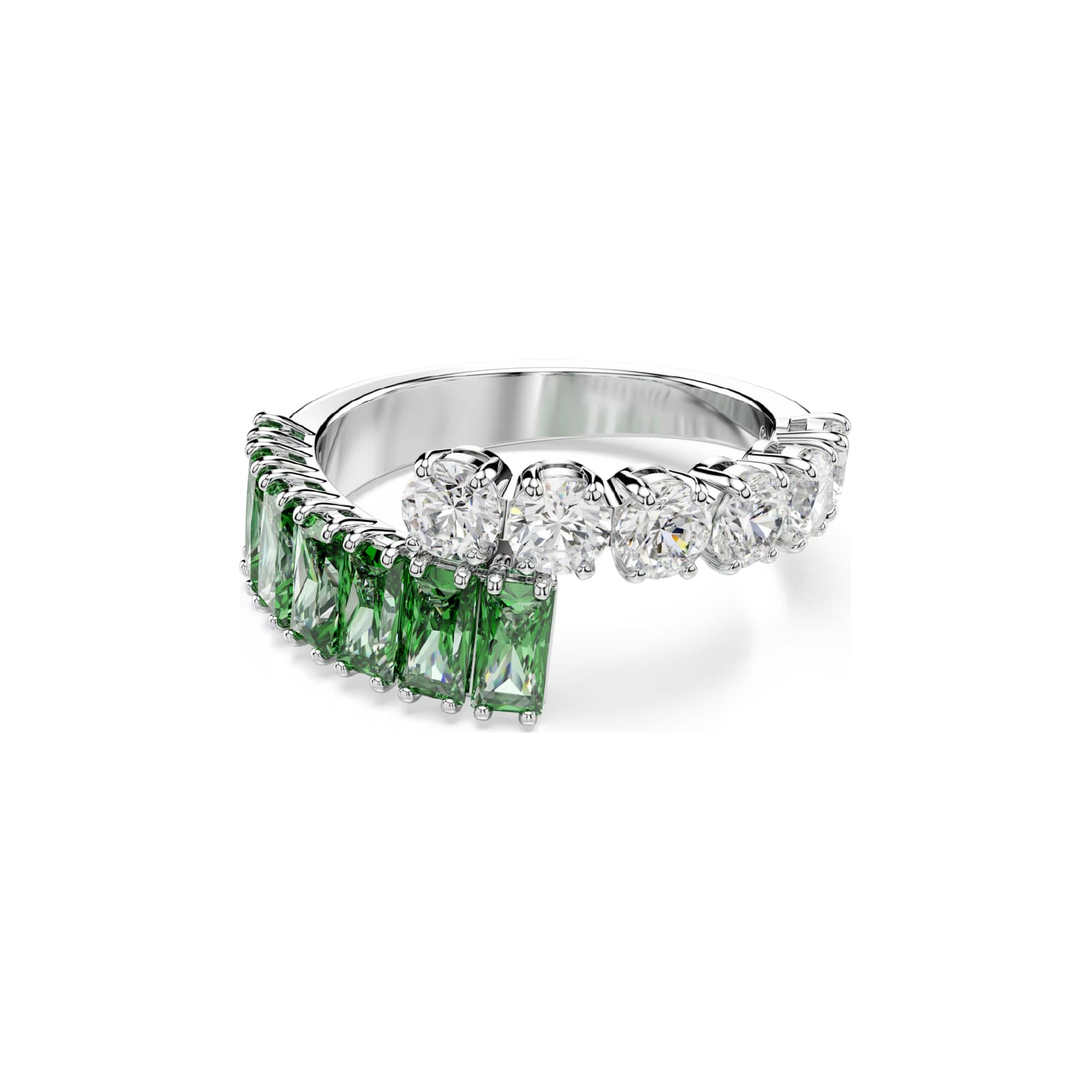 Anello da donna Swarovski rodiato cristalli bianchi e verdi 15