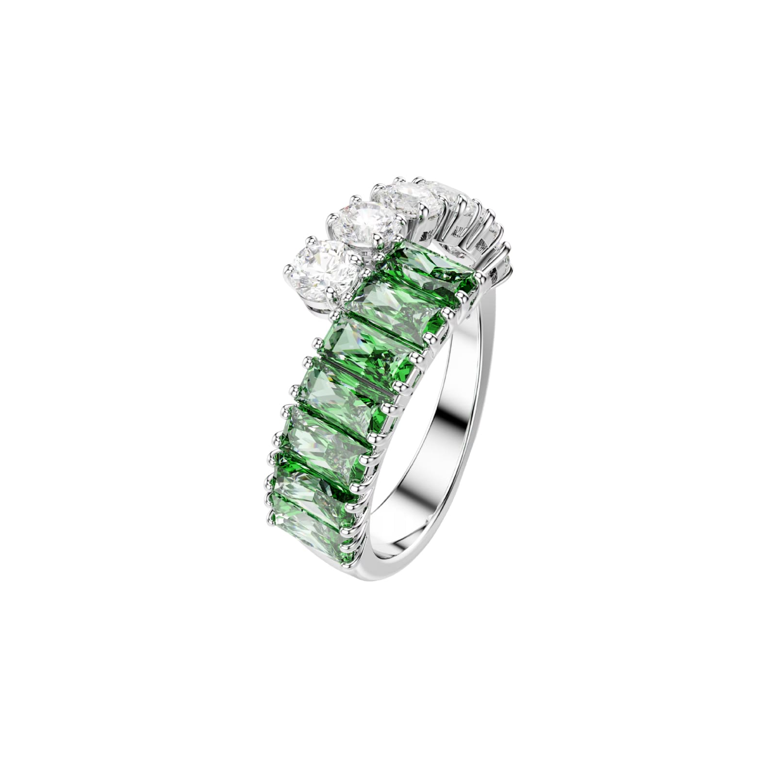 Anello da donna Swarovski rodiato cristalli bianchi e verdi 15