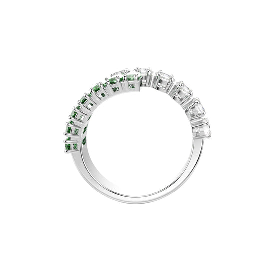 Anello da donna Swarovski rodiato cristalli bianchi e verdi 15