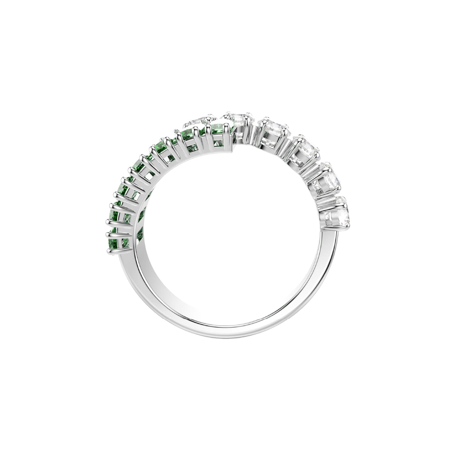 Anello da donna Swarovski rodiato cristalli bianchi e verdi 15