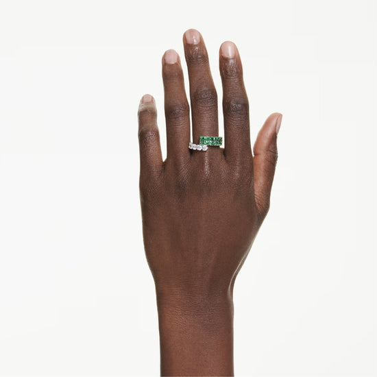 Anello da donna Swarovski rodiato cristalli bianchi e verdi 15