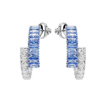 Orecchini Swarovski placcati rodio cristalli bianchi e blu MISURA UNICA