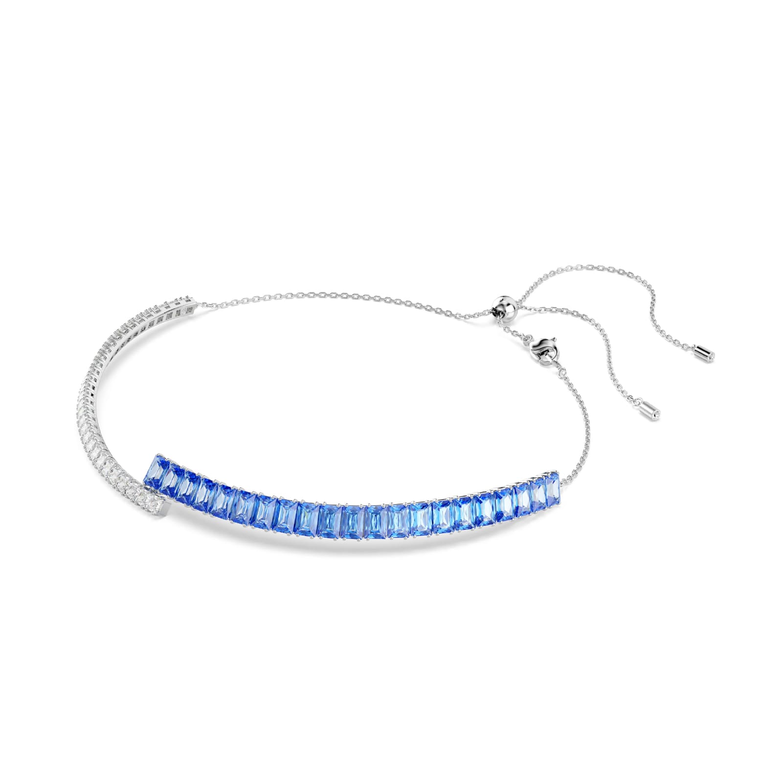 Collana girocollo Swarovski rodiato e cristalli bianchi e blu MISURA UNICA