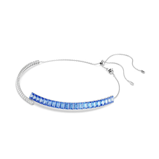 Collana girocollo Swarovski rodiato e cristalli bianchi e blu MISURA UNICA