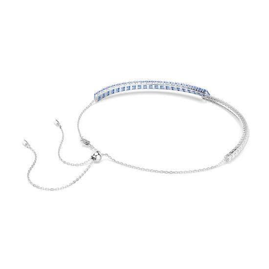 Collana girocollo Swarovski rodiato e cristalli bianchi e blu MISURA UNICA